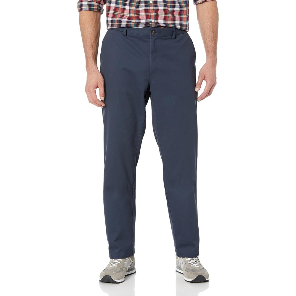 image:imageAmazon Essentials Mens StraightFit WrinkleResistant FlatFront Chino PantNavy
