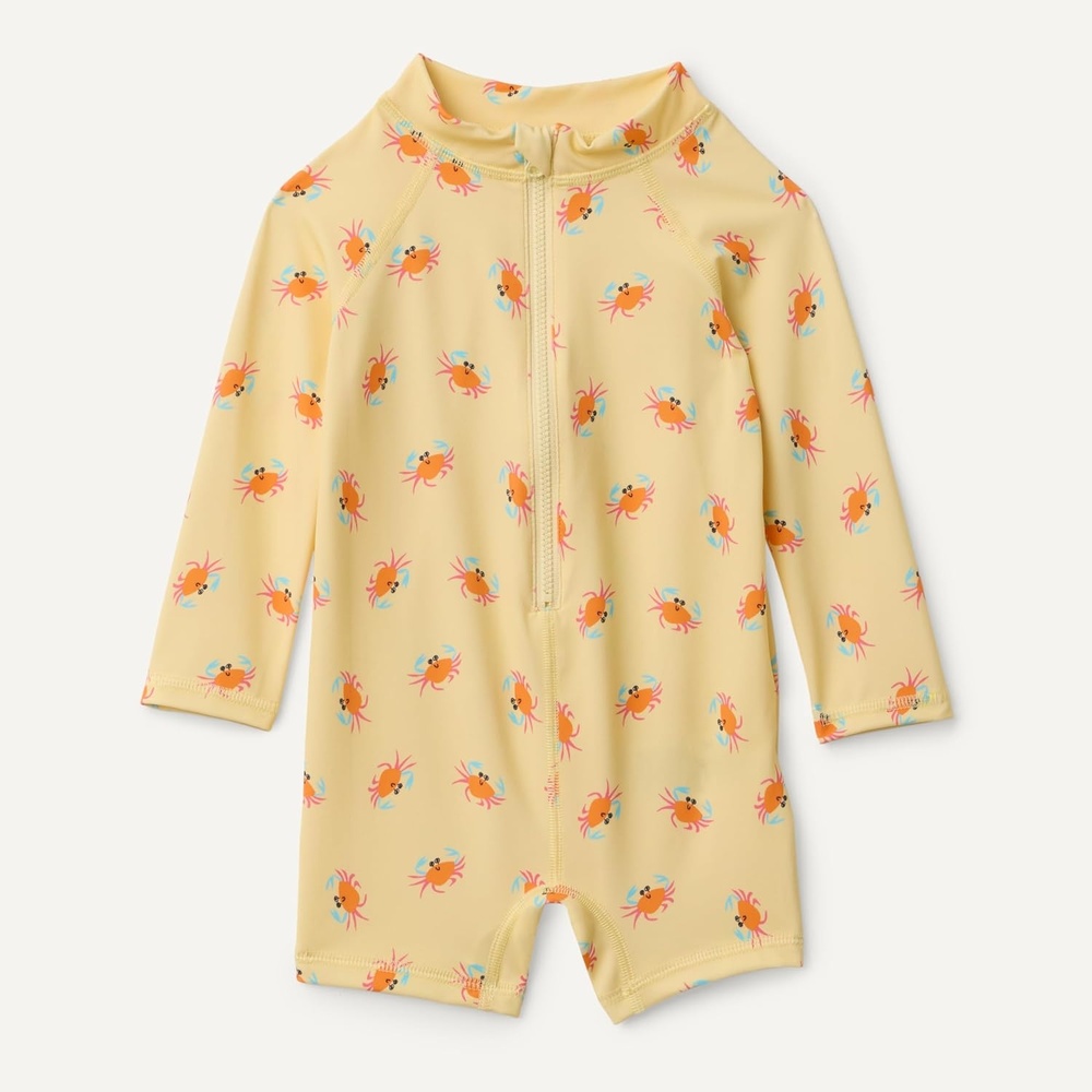 image:imageAmazon Essentials Unisex Babies LongSleeve OnePiece RashguardLight Yellow Crabs