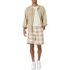 Amazon Essentials Men’s Classic-Fit 9″ Cotton Twill Chino Shorts with Button-Through Pockets(Khaki Plaid)