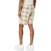 Amazon Essentials Men’s Classic-Fit 9″ Cotton Twill Chino Shorts with Button-Through Pockets(Khaki Plaid)