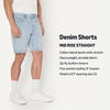 Amazon Essentials Men’s Heavyweight Stretch Straight-Fit Jean Shorts, Mid Rise, 9″ Inseam(Iced Blue Light Wash)