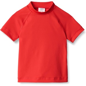 Amazon Essentials Boys and Toddlers’ Short Sleeve Rashguard Swim T-Shirt, Quick-Dry, Slim Fit(Bright Poppy Red)