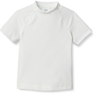 Amazon Essentials Boys and Toddlers’ Short Sleeve Rashguard Swim T-Shirt, Quick-Dry, Slim Fit(White)