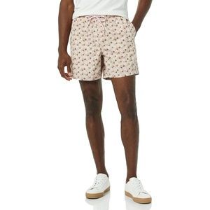 Amazon Essentials Men’s 6″ Inseam Regular Fit Drawstring Shorts with Elastic Waist and Pockets(Lavender Palm Leaf Print)