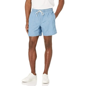 Amazon Essentials Men’s 6″ Inseam Regular Fit Drawstring Shorts with Elastic Waist and Pockets(Light Wash Chambray)