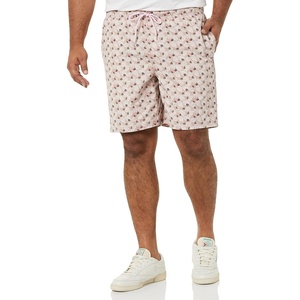 Amazon Essentials Men’s 8″ Inseam Relaxed-Fit Cotton Drawstring Pull-On Walk Shorts, Summer-Weight(Dusty Pink Palm Leaf Print)