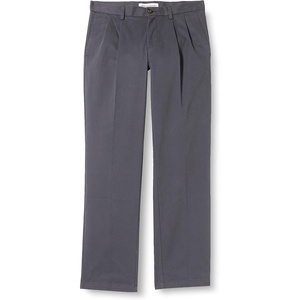 Amazon Essentials Men’s Classic-Fit Wrinkle-Resistant Pleated Chino Pant (Available in Big & Tall)(Charcoal)
