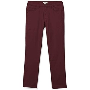 Amazon Essentials Men’s Skinny-Fit 5-Pocket Stretch Twill Chino Pants(Burgundy)