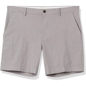 Amazon Essentials Men’s Slim-Fit 7″ Lightweight Comfort Stretch Oxford Shorts with Tapered Leg(Light Grey)
