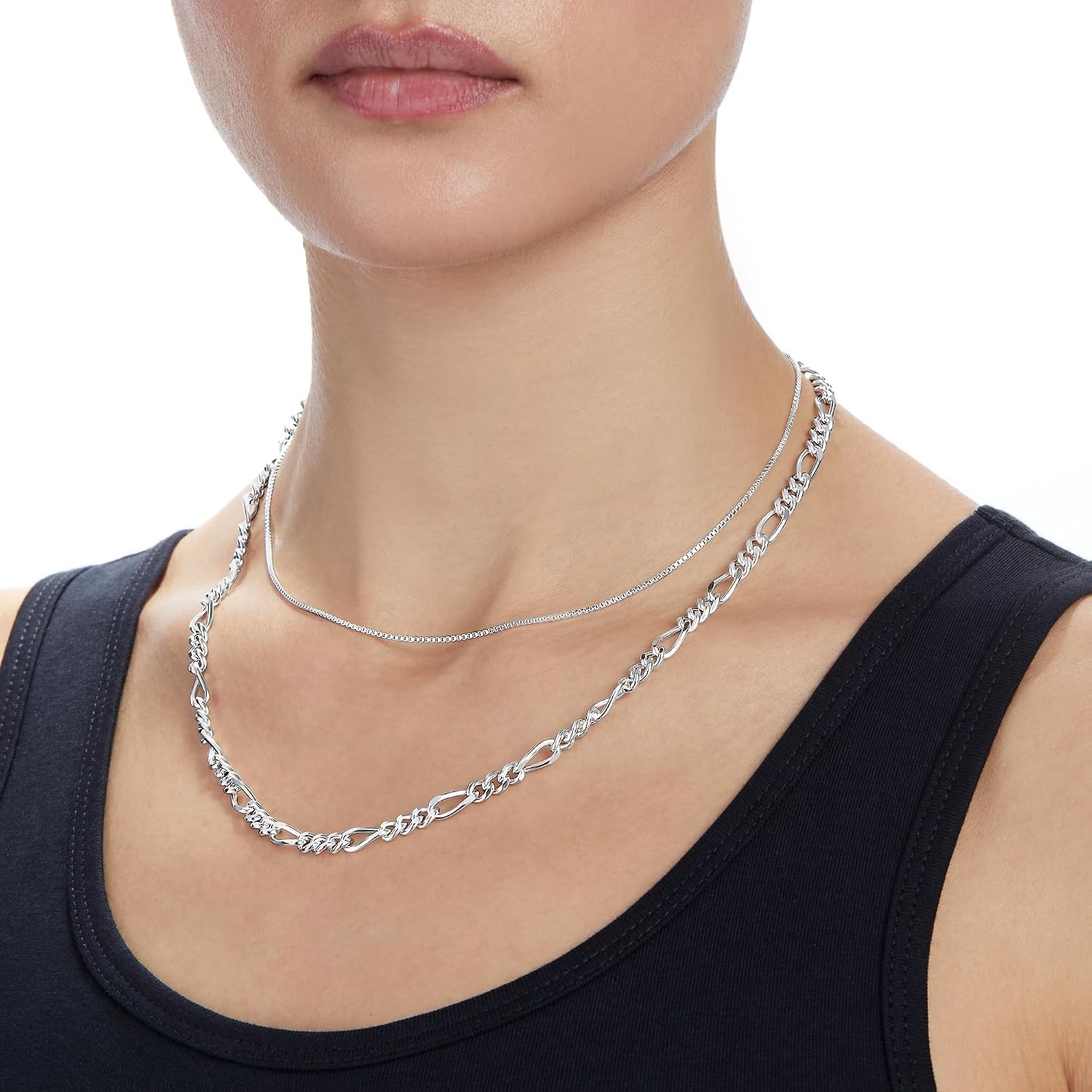image:imageAmazon Essentials 5mm Plated Figaro Chain for Men or WomenSilver