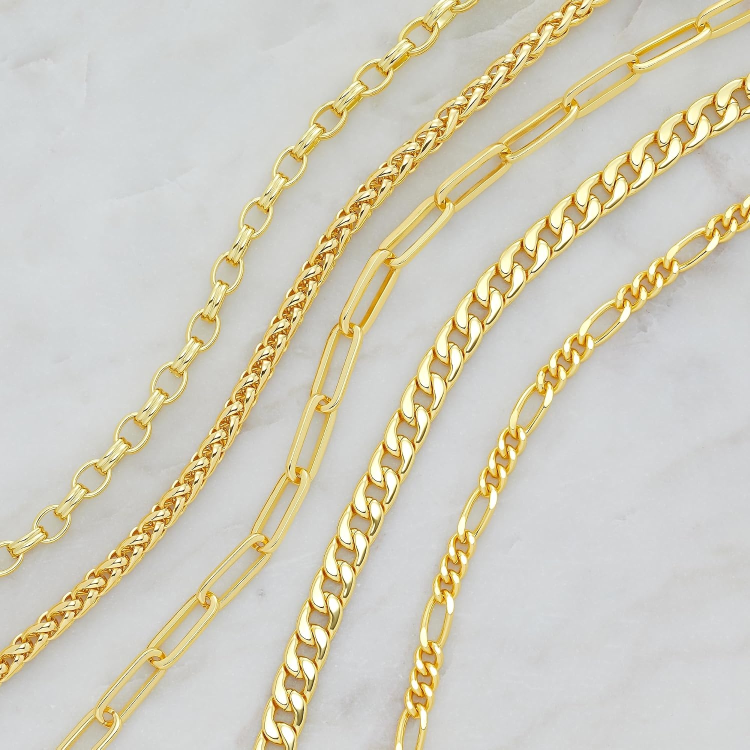 image:imageAmazon Essentials 5mm Plated Figaro Chain for Men or WomenYellow Gold