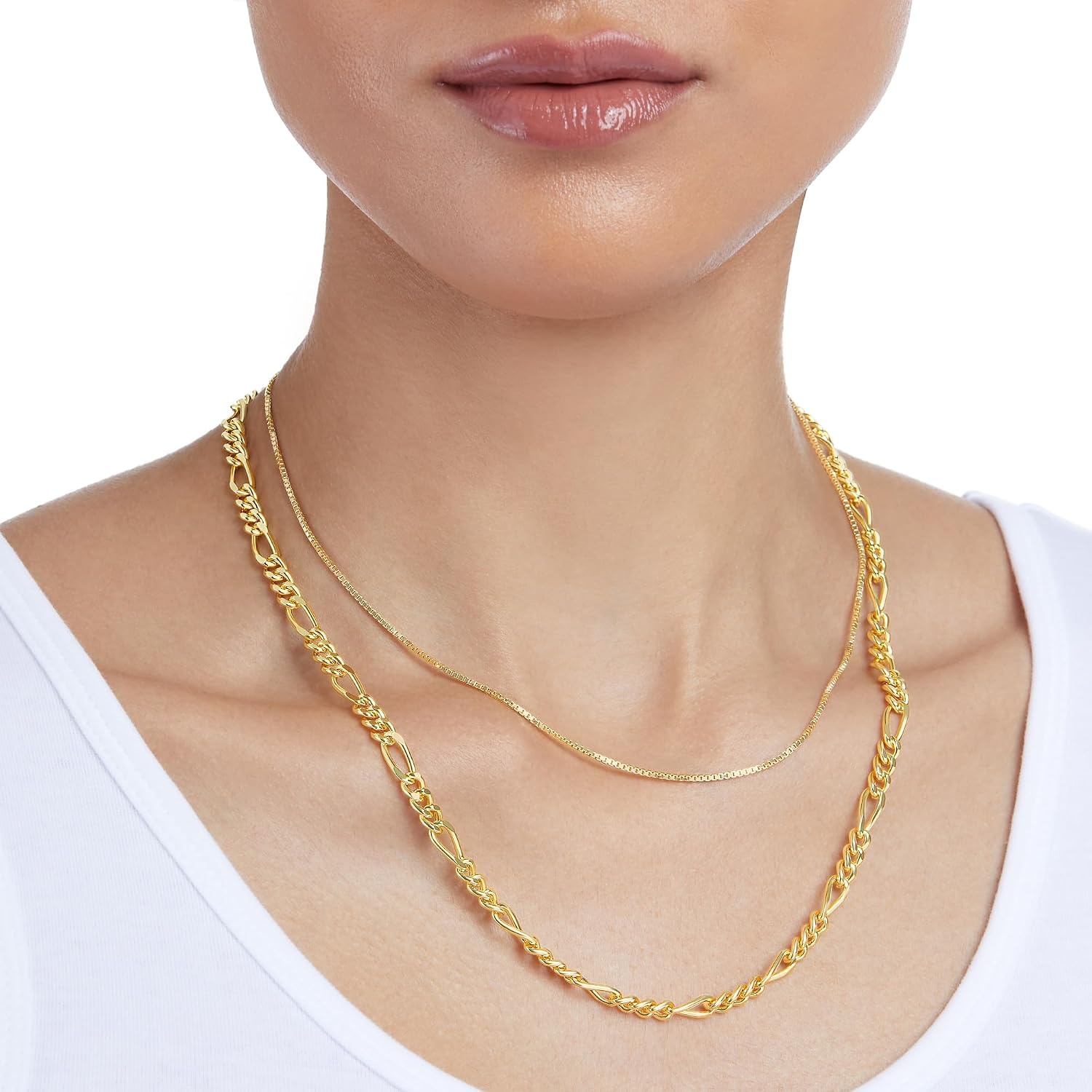 image:imageAmazon Essentials 5mm Plated Figaro Chain for Men or WomenYellow Gold