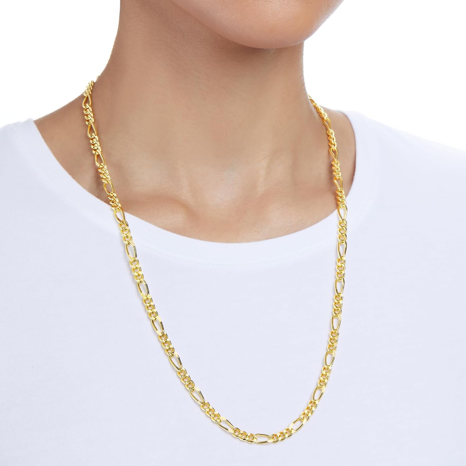image:imageAmazon Essentials 5mm Plated Figaro Chain for Men or WomenYellow Gold
