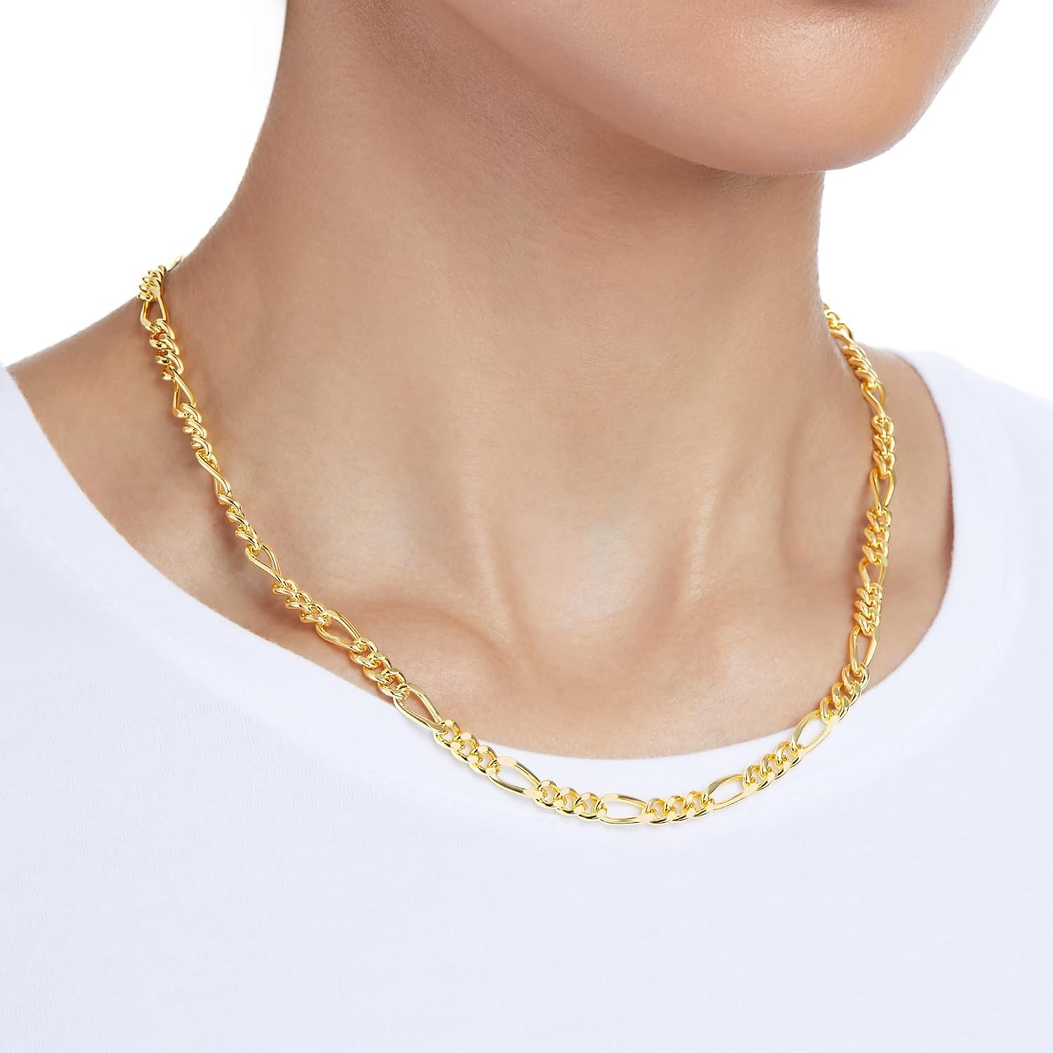 image:imageAmazon Essentials 5mm Plated Figaro Chain for Men or WomenYellow Gold