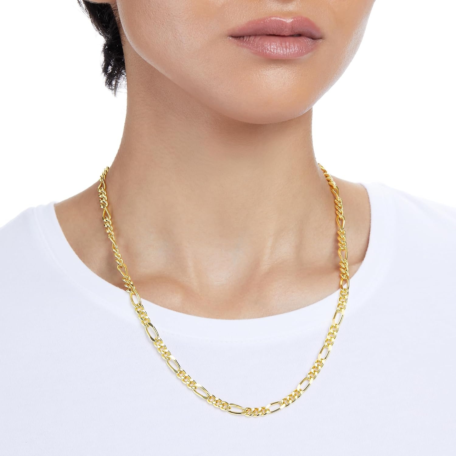 image:imageAmazon Essentials 5mm Plated Figaro Chain for Men or WomenYellow Gold