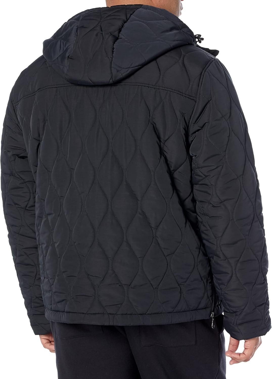 image:imageAmazon Essentials Mens Anorak Hooded QuarterZip Puffer CoatBlack