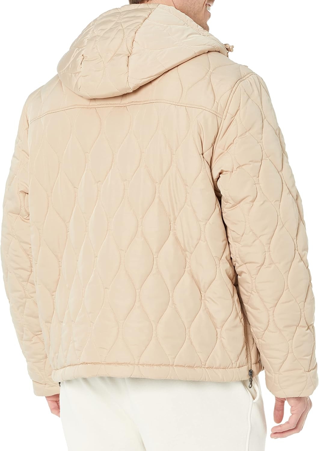 image:imageAmazon Essentials Mens Anorak Hooded QuarterZip Puffer CoatTan