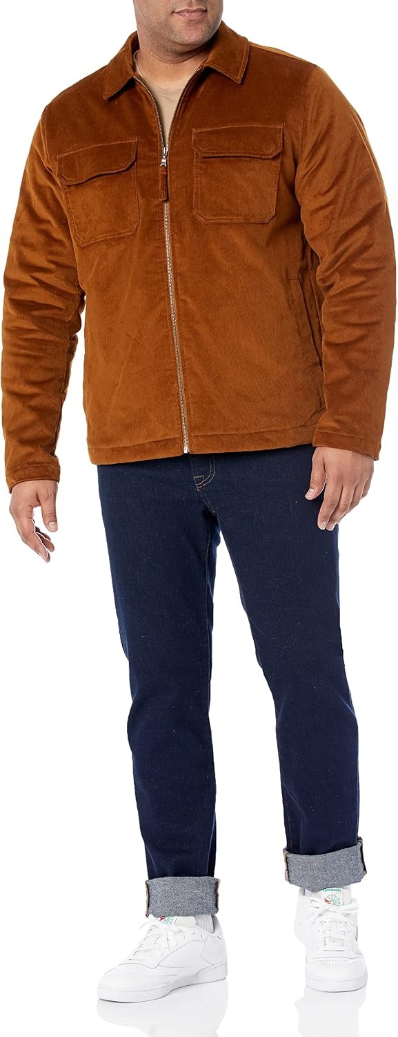image:imageAmazon Essentials Mens Corduroy Work Jacket Available in Big amp TallDark Chestnut Brown