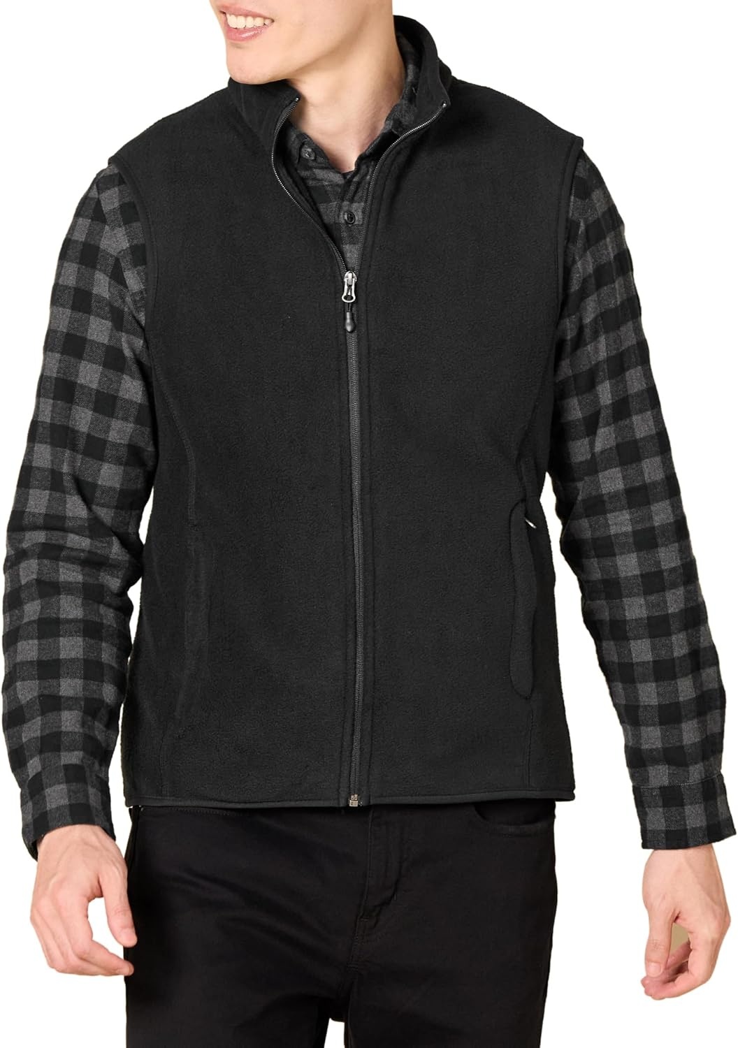 image:imageAmazon Essentials Mens FullZip Polar Fleece Insulated Vest Available in Big amp TallBlack
