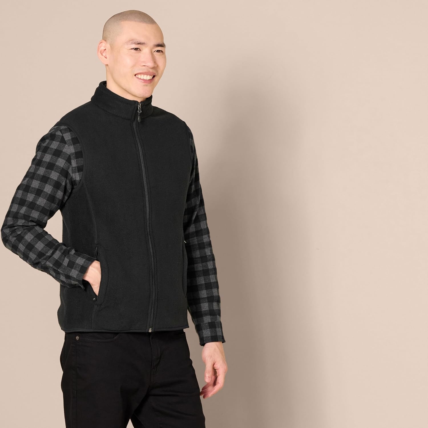 image:imageAmazon Essentials Mens FullZip Polar Fleece Insulated Vest Available in Big amp TallBlack
