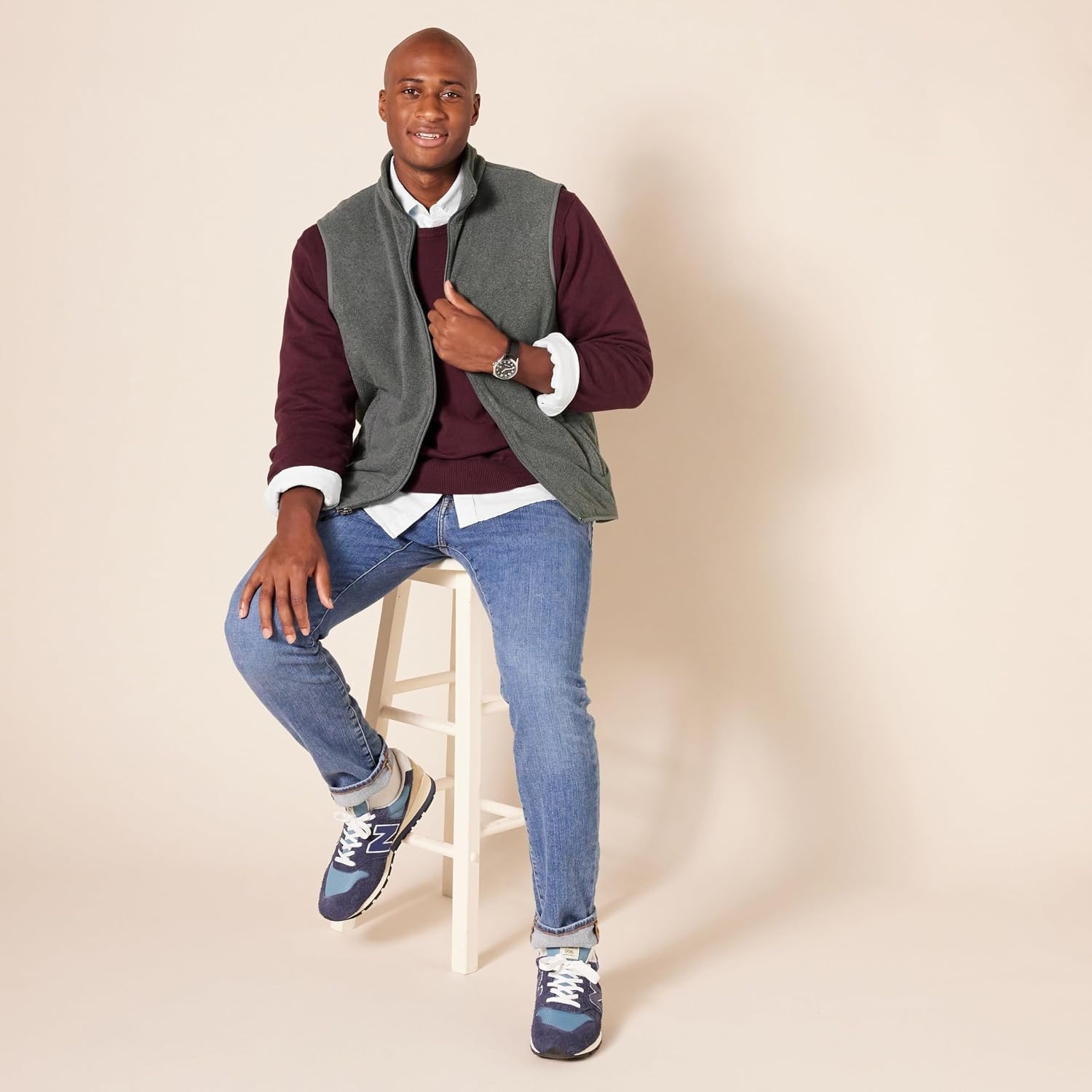 image:imageAmazon Essentials Mens FullZip Polar Fleece Insulated Vest Available in Big amp TallCharcoal Heather
