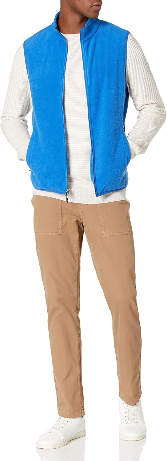 image:imageAmazon Essentials Mens FullZip Polar Fleece Insulated Vest Available in Big amp TallCobalt Blue