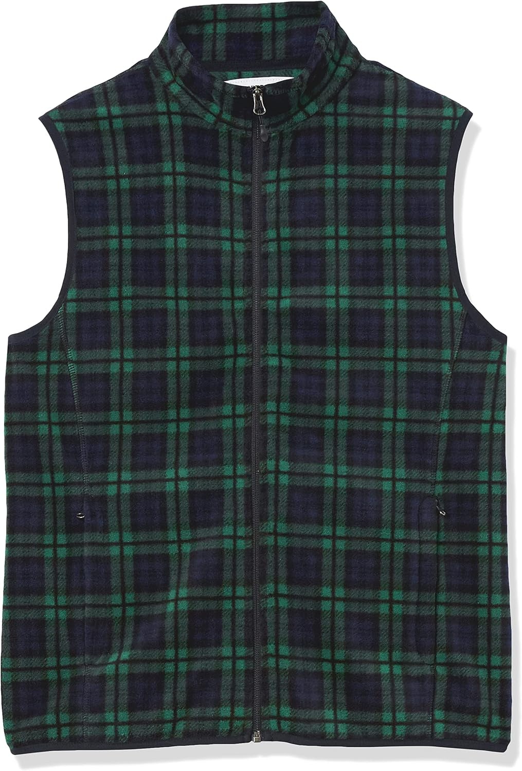 image:imageAmazon Essentials Mens FullZip Polar Fleece Insulated Vest Available in Big amp TallDark Green Navy Tartan Plaid