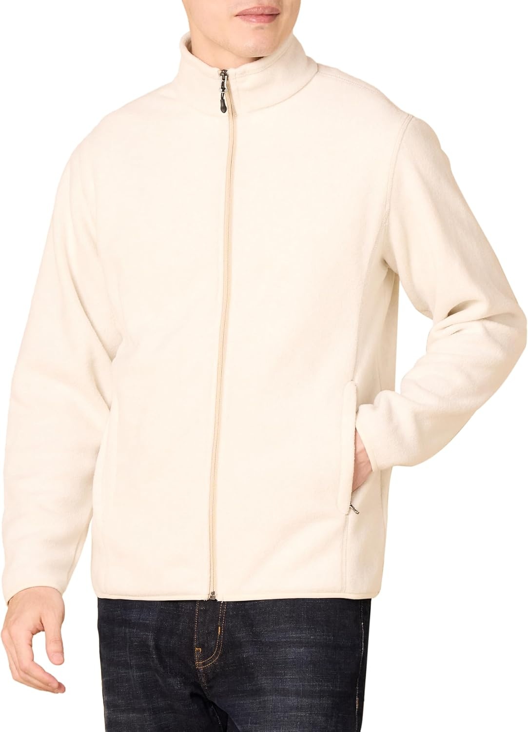 image:imageAmazon Essentials Mens FullZip Polar Fleece Jacket with Zippered Pockets for Cold Outdoor Weather Available in Big amp TallOatmeal Heather