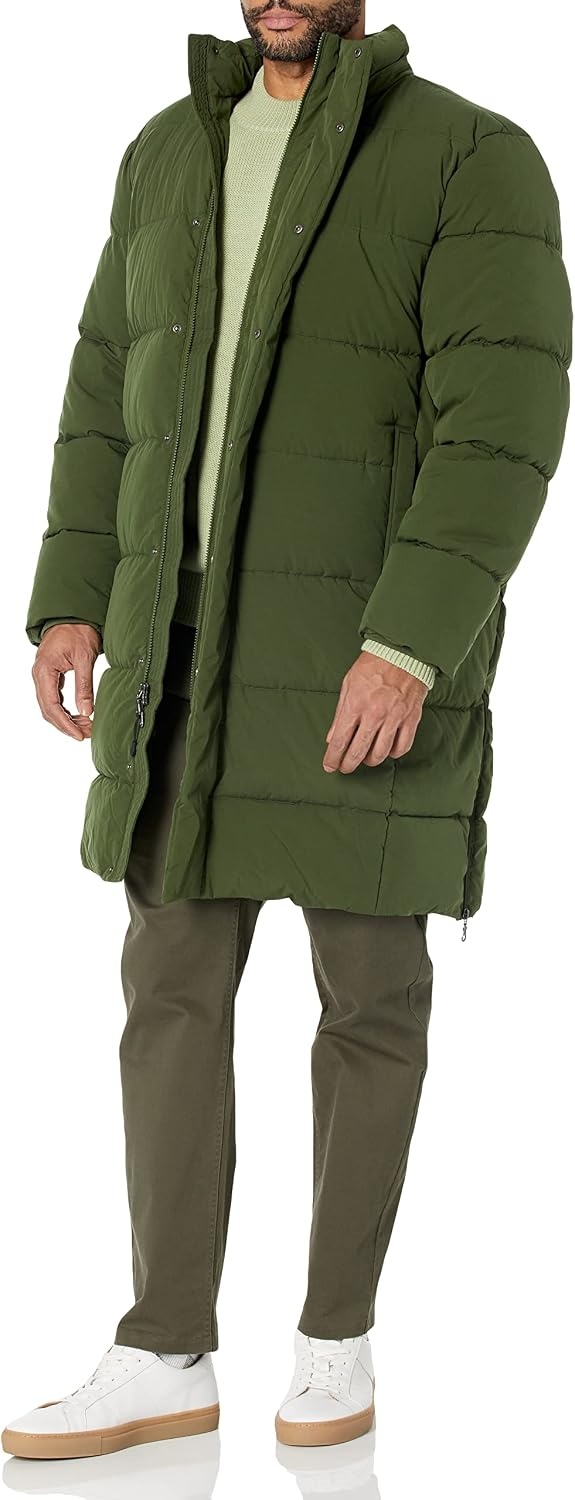 image:imageAmazon Essentials Mens Hooded Long Puffer CoatDark Olive