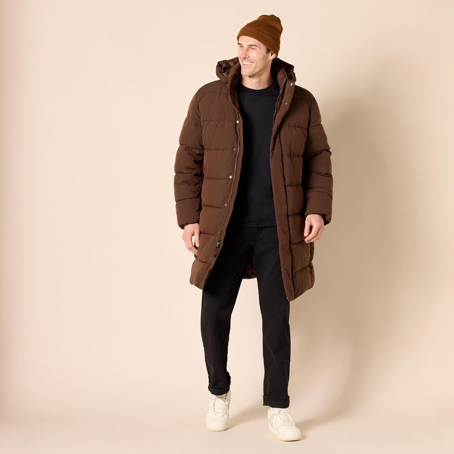 image:imageAmazon Essentials Mens Hooded Long Puffer CoatDeep Brown