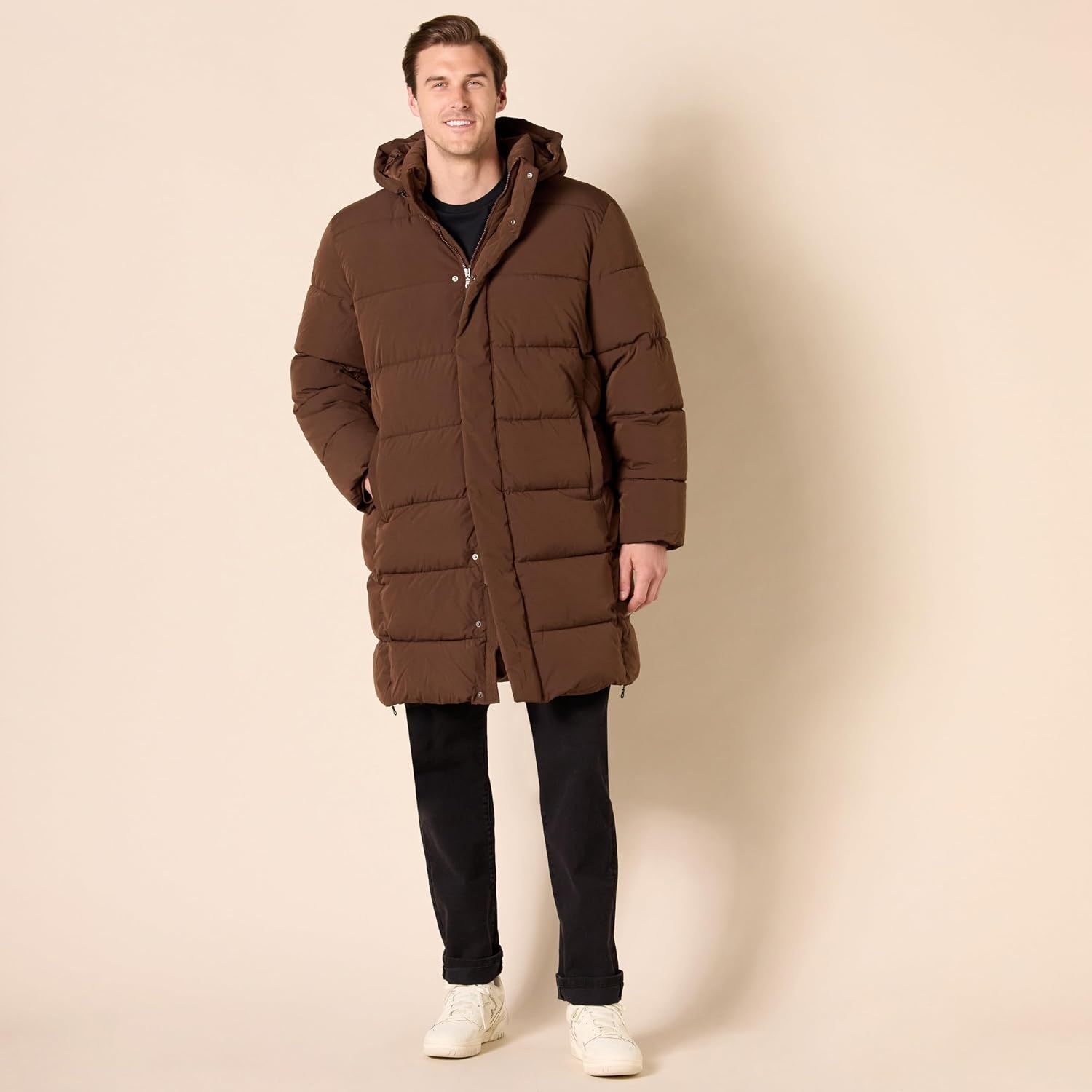 image:imageAmazon Essentials Mens Hooded Long Puffer CoatDeep Brown