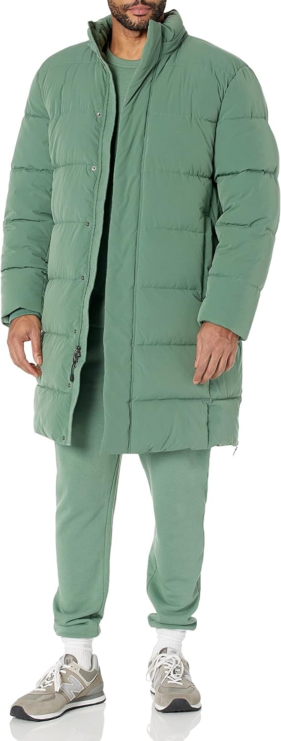 image:imageAmazon Essentials Mens Hooded Long Puffer CoatSage Green