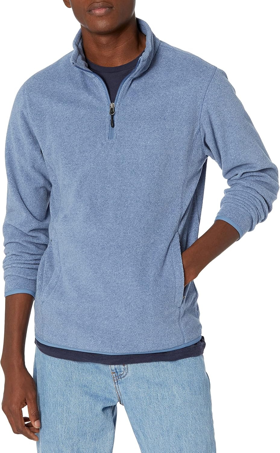 image:imageAmazon Essentials Mens Insulated Fleece Jacket QuarterZip Pullover for Cold WeatherBlue Heather