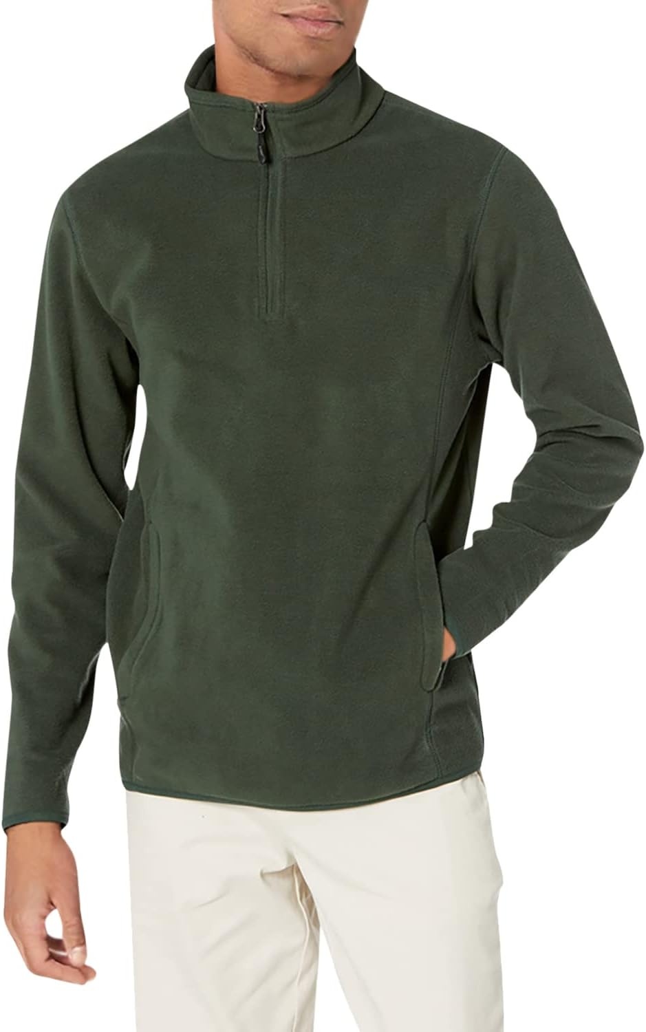 image:imageAmazon Essentials Mens Insulated Fleece Jacket QuarterZip Pullover for Cold WeatherForest Green