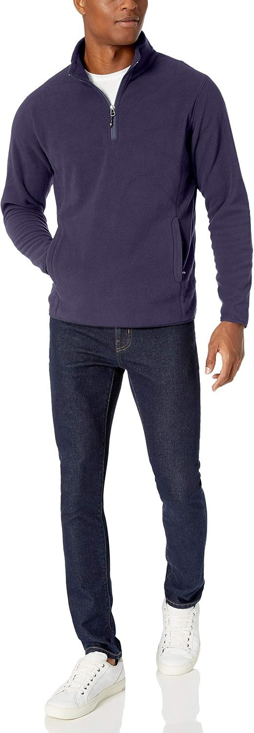 image:imageAmazon Essentials Mens Insulated Fleece Jacket QuarterZip Pullover for Cold WeatherNavy