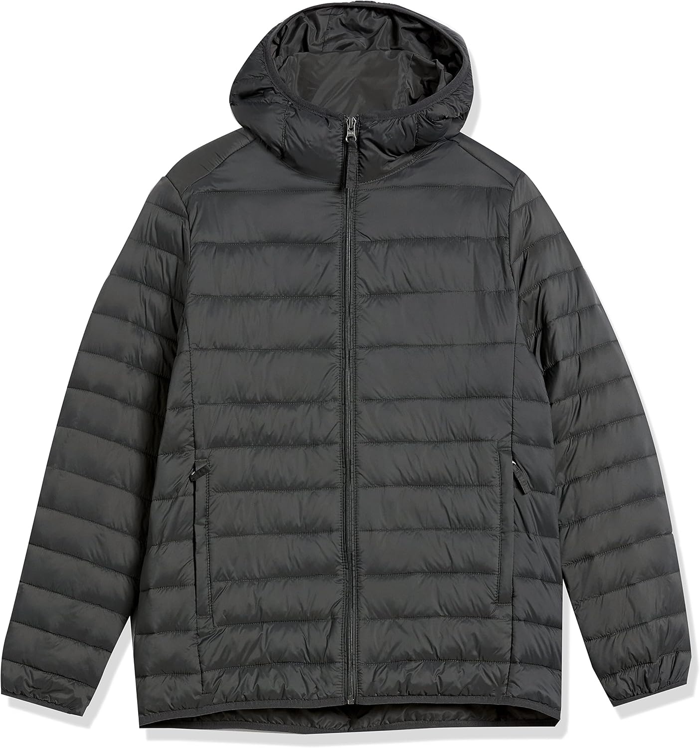 image:imageAmazon Essentials Mens Lightweight WaterResistant Packable Hooded Puffer JacketDark Grey