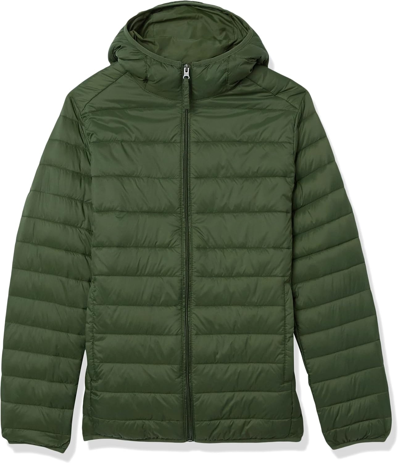 image:imageAmazon Essentials Mens Lightweight WaterResistant Packable Hooded Puffer JacketDark Olive