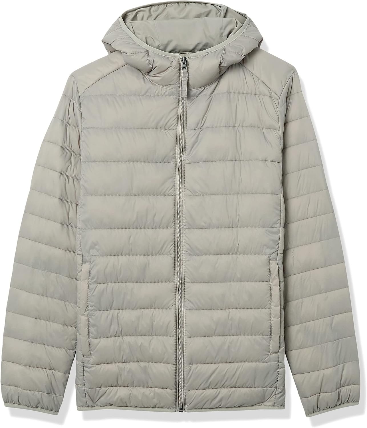 image:imageAmazon Essentials Mens Lightweight WaterResistant Packable Hooded Puffer JacketLight Grey