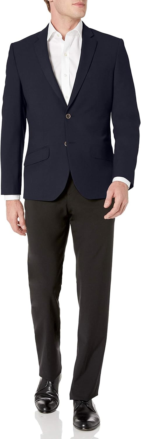 image:imageAmazon Essentials Mens LongSleeve Classic ButtonFront Stretch BlazerNavy