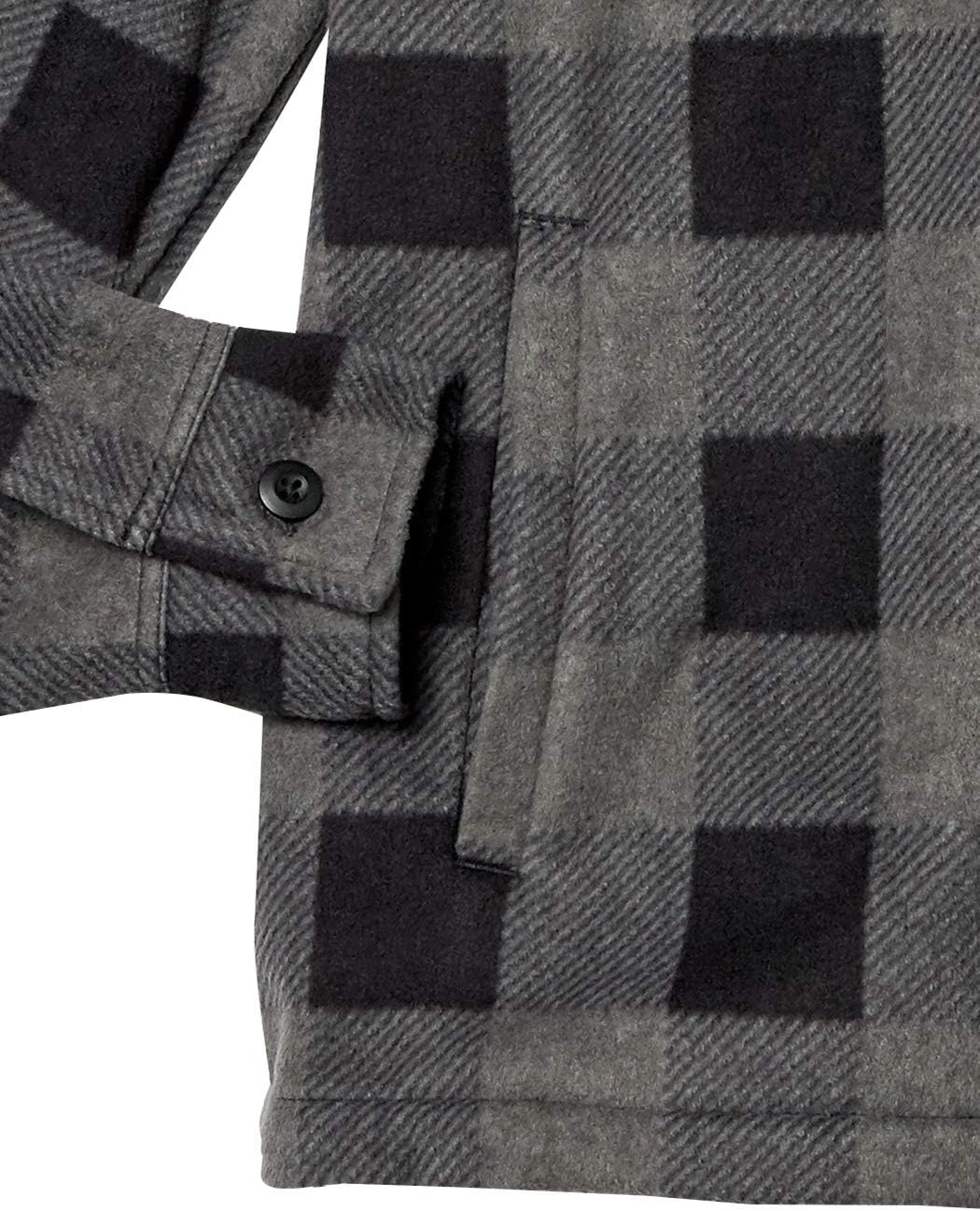 image:imageAmazon Essentials Mens LongSleeve Polar Fleece Shirt Jacket for Winter JacketsBlack Charcoal Buffalo Plaid