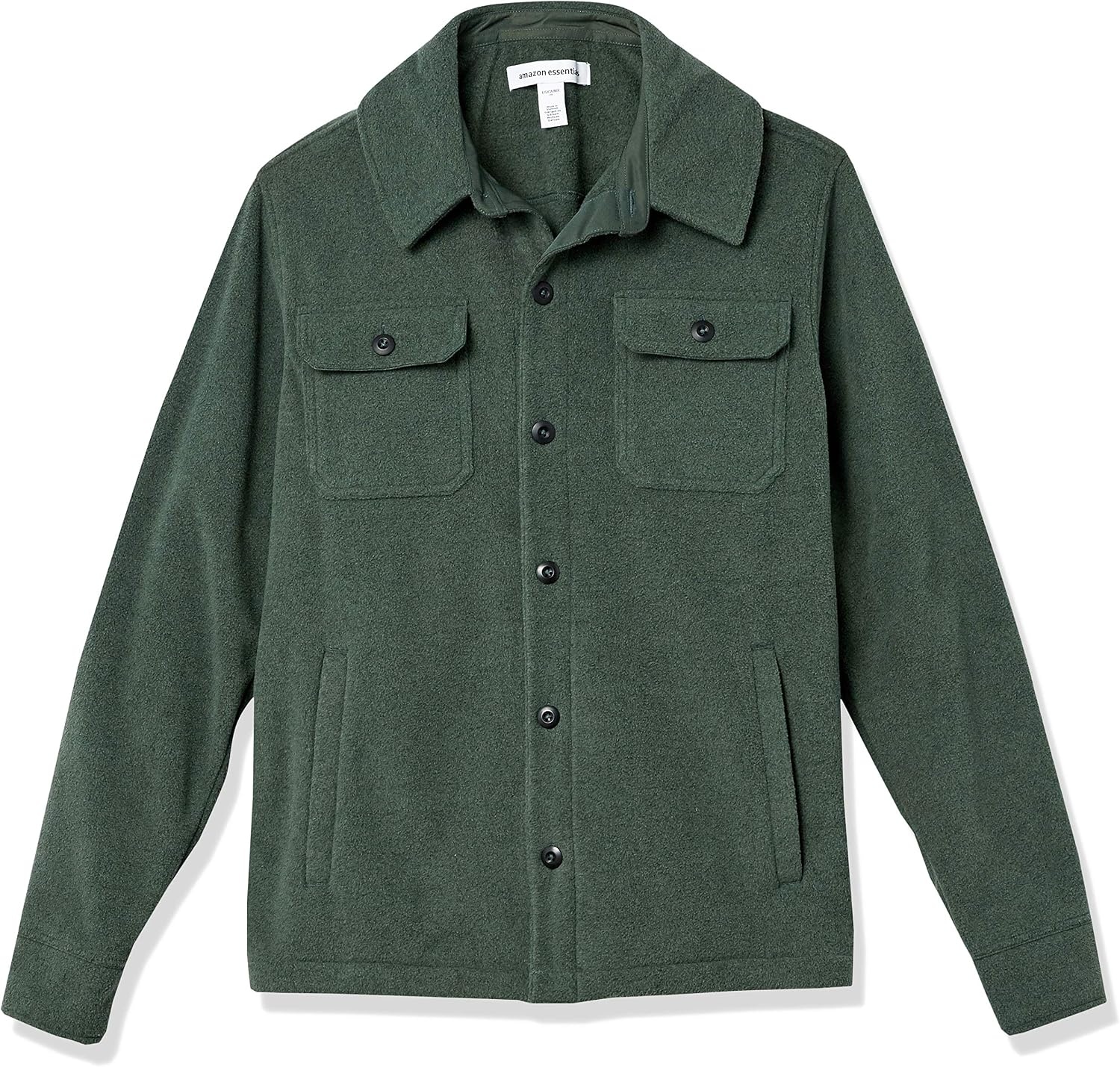 image:imageAmazon Essentials Mens LongSleeve Polar Fleece Shirt Jacket for Winter JacketsDark Green