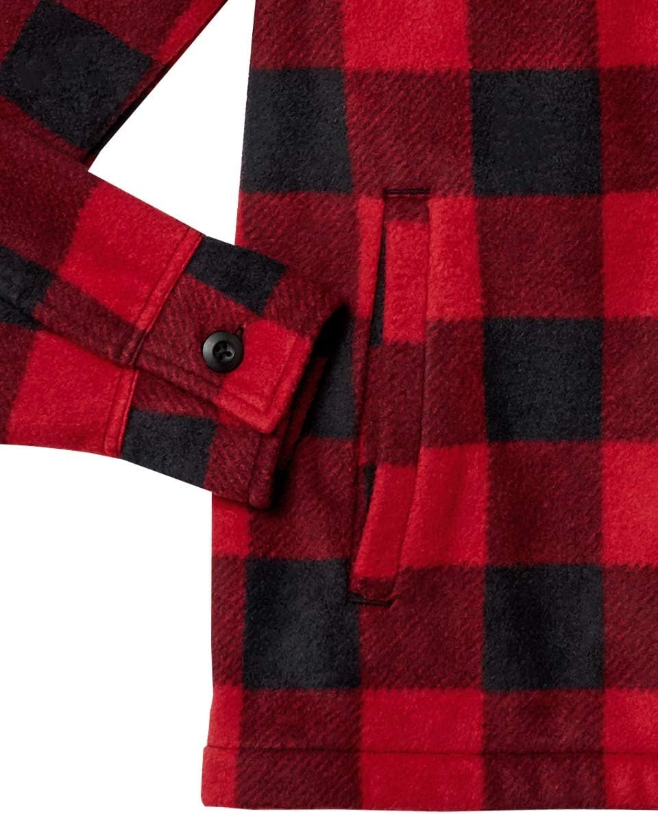 image:imageAmazon Essentials Mens LongSleeve Polar Fleece Shirt Jacket for Winter JacketsRed Buffalo Check