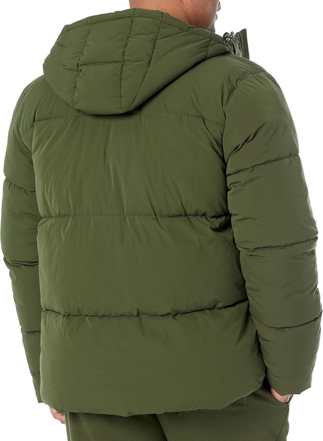 image:imageAmazon Essentials Mens MidLength Hooded Puffer Coat Available in Big amp TallDark Olive