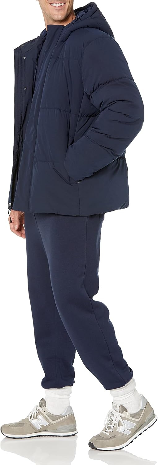 image:imageAmazon Essentials Mens MidLength Hooded Puffer Coat Available in Big amp TallNavy