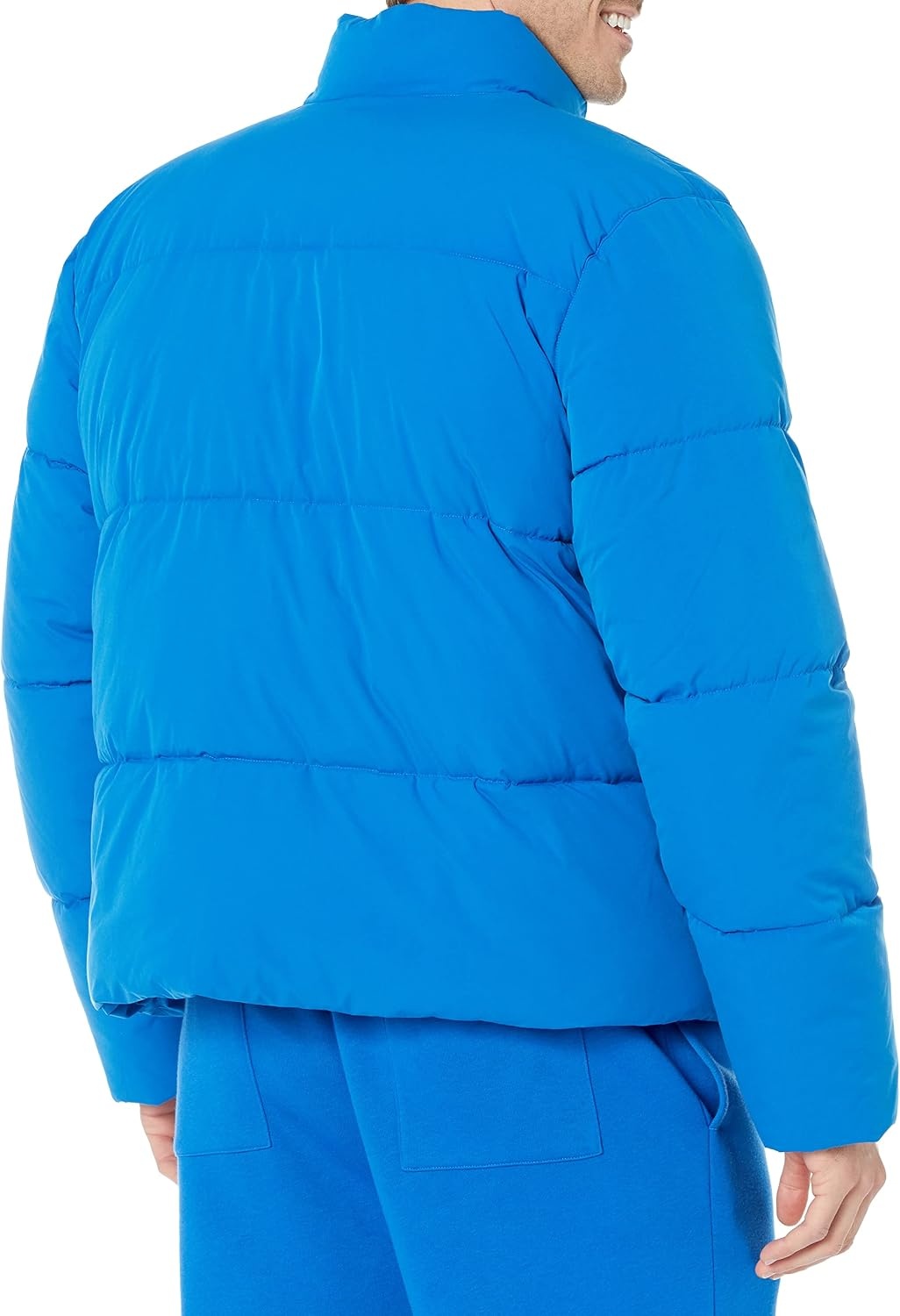 image:imageAmazon Essentials Mens Mock Neck Heavyweight Puffer Coat Available in Big amp TallBright Blue