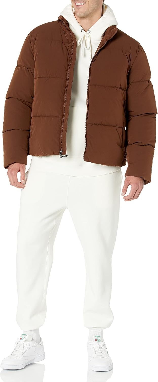 image:imageAmazon Essentials Mens Mock Neck Heavyweight Puffer Coat Available in Big amp TallDeep Brown