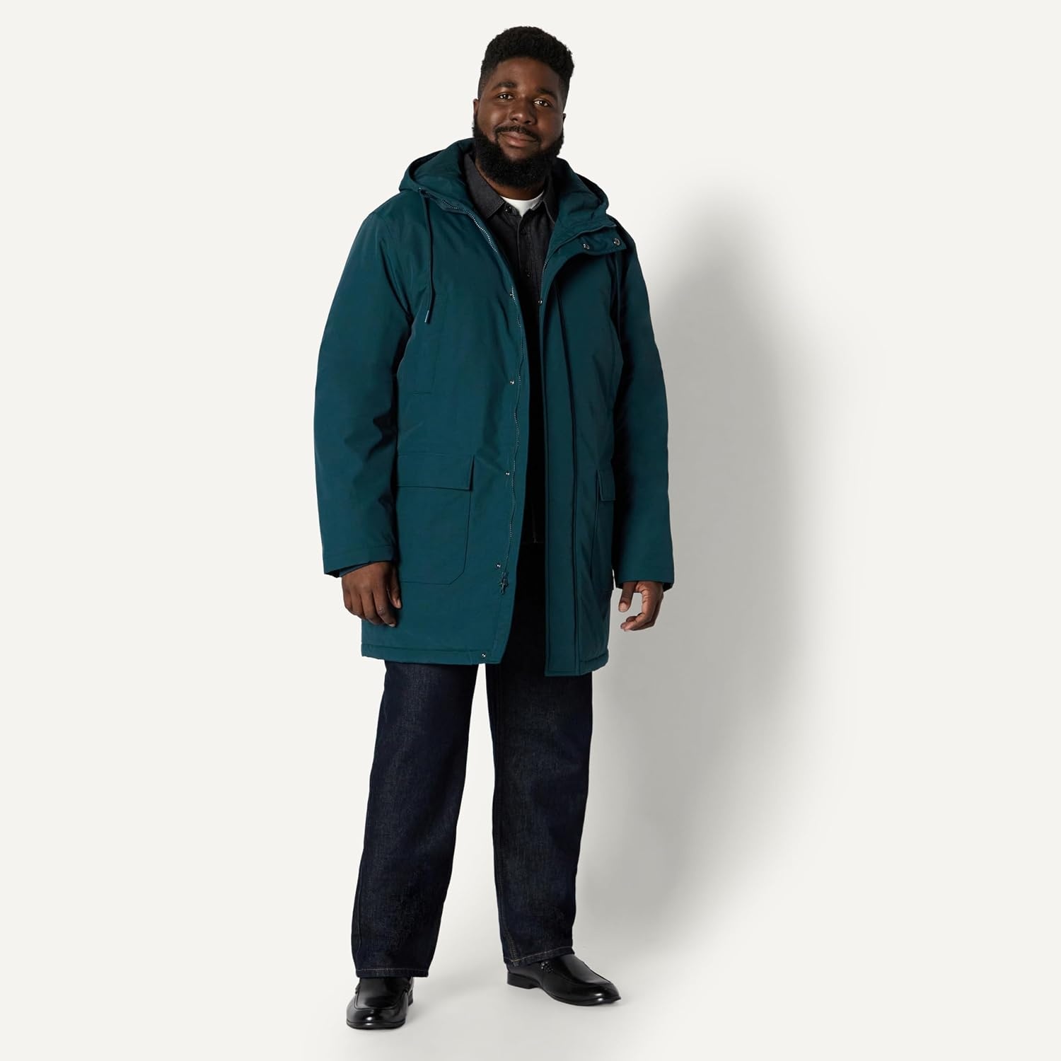 image:imageAmazon Essentials Mens Modern OversizedFit Heavyweight Parka JacketDark Teal Green