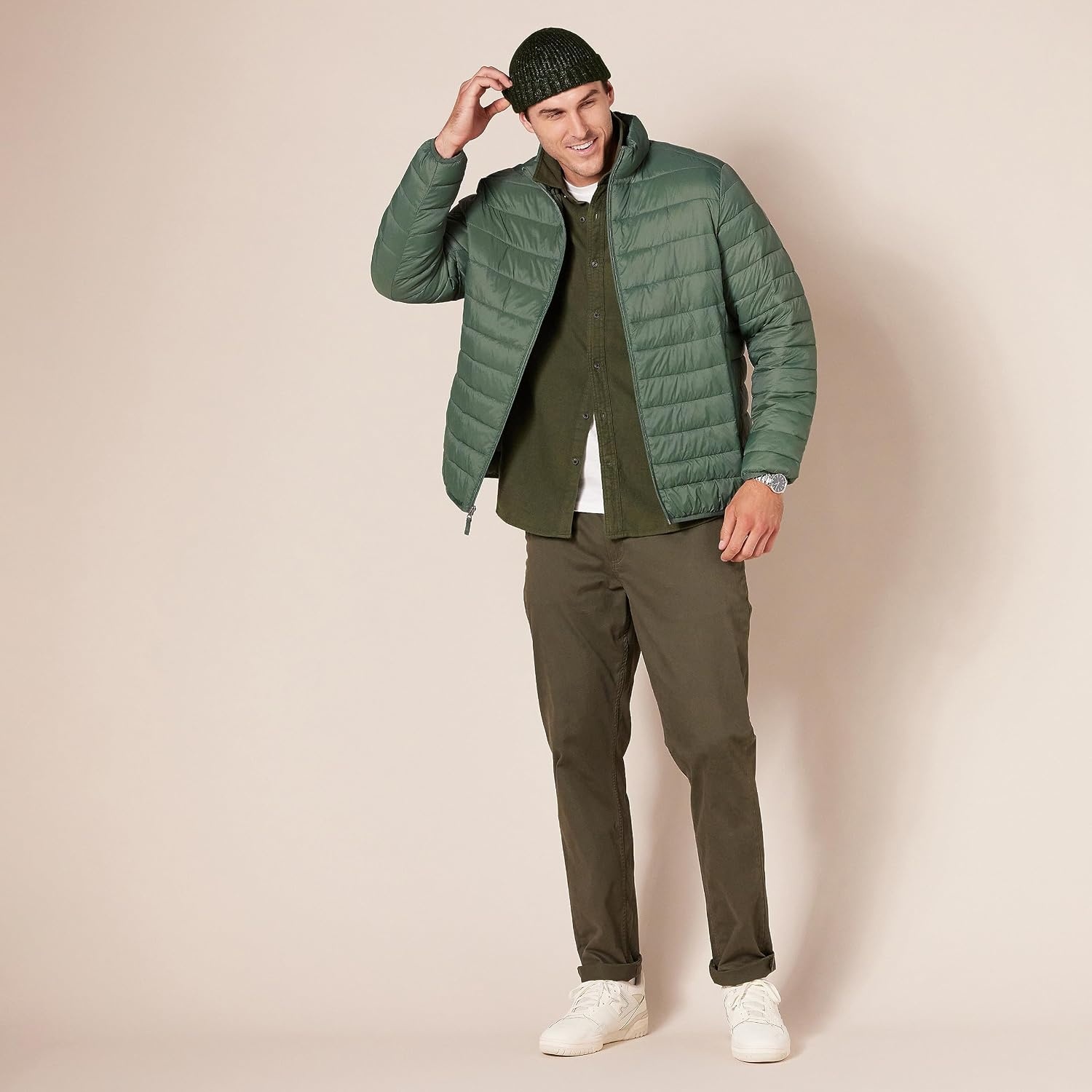 image:imageAmazon Essentials Mens Packable Lightweight WaterResistant Puffer Jacket Available in Big amp TallSpruce Green