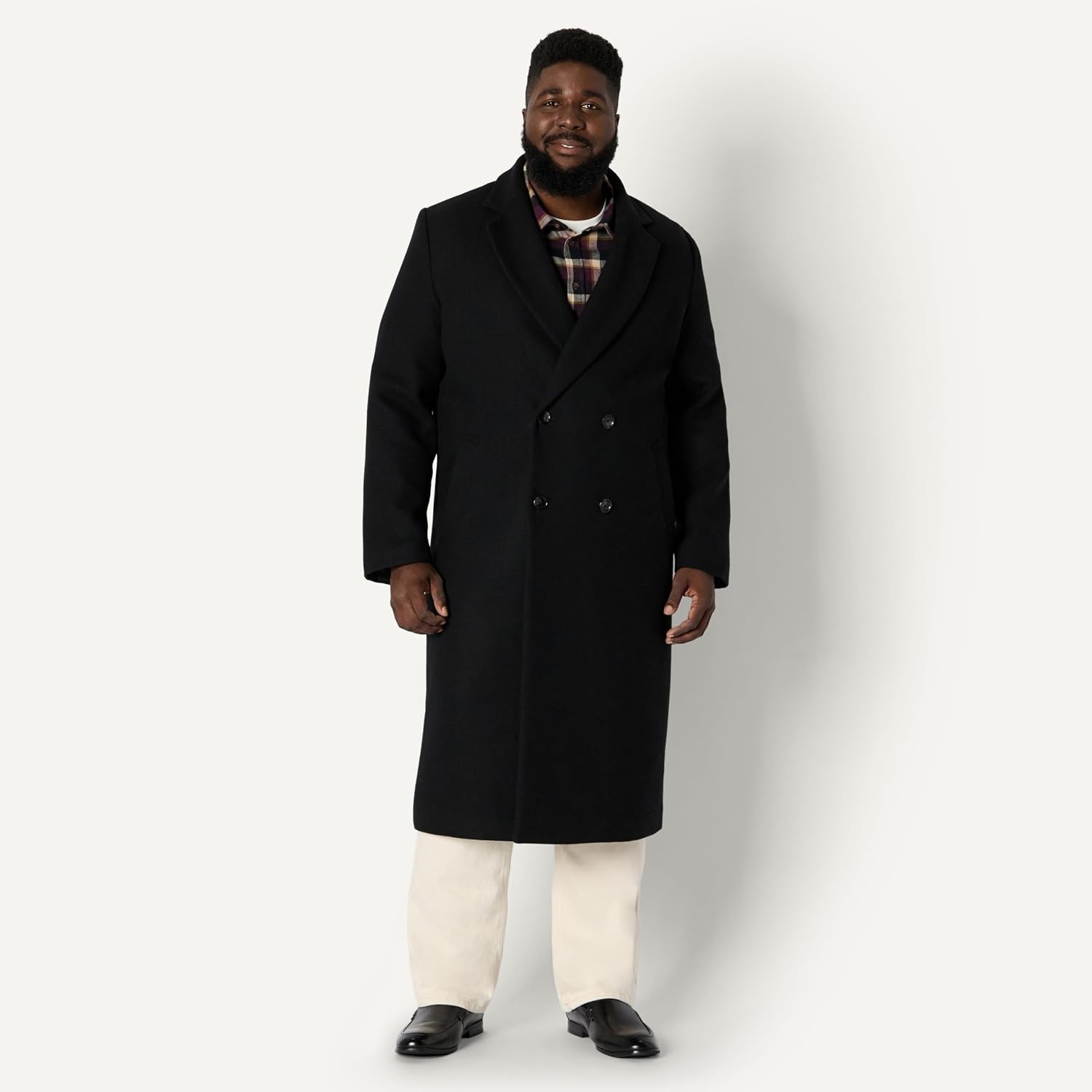 image:imageAmazon Essentials Mens RelaxedFit Double Breasted Wool Blend Longline Topcoat with Classic LapelBlack