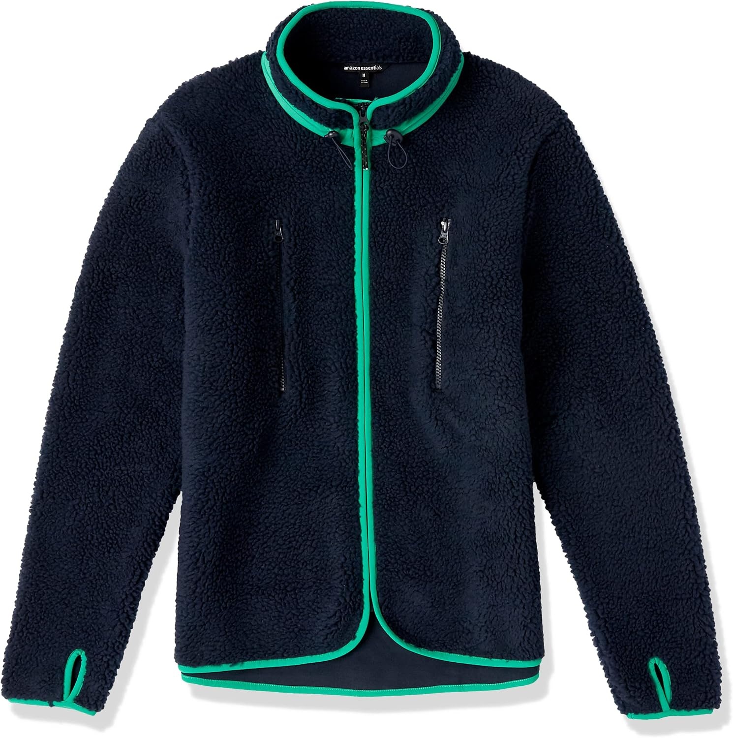 image:imageAmazon Essentials Mens Teddy Fleece FullZip Mock Neck Jacket with Chest PocketsDark Navy